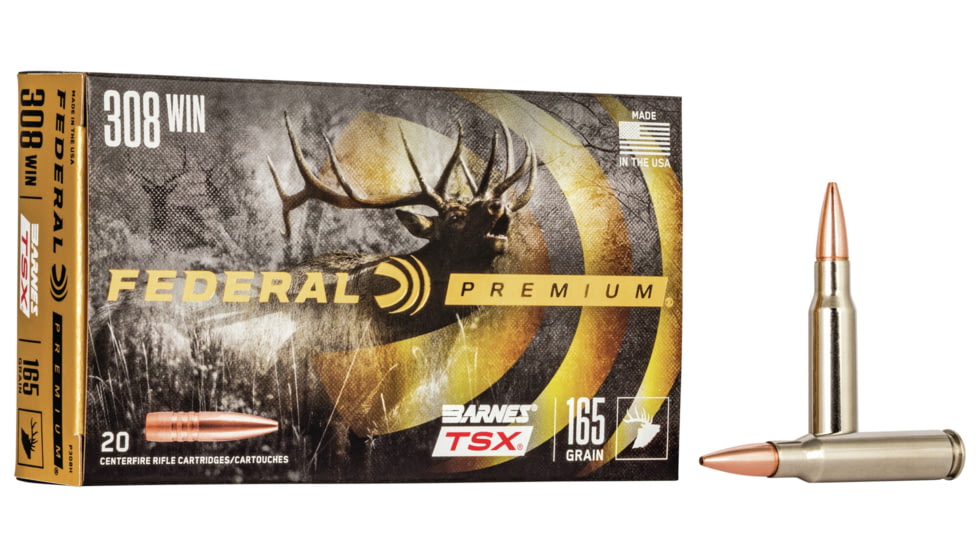 Federal Premium BARNES TSX .308 Winchester 165 Grain Barnes Triple-Shock X Centerfire Rifle Ammo, 20 Rounds, P308H