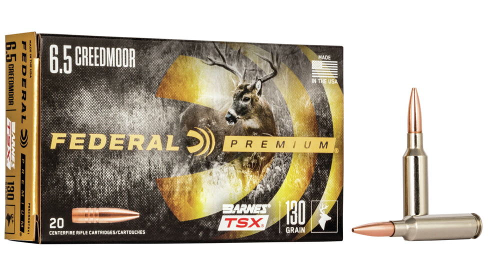 Federal Premium BARNES TSX 6.5 Creedmoor 130 Grain Barnes Triple-Shock X Centerfire Rifle Ammo, 20 Rounds, P65CRDBTSX1