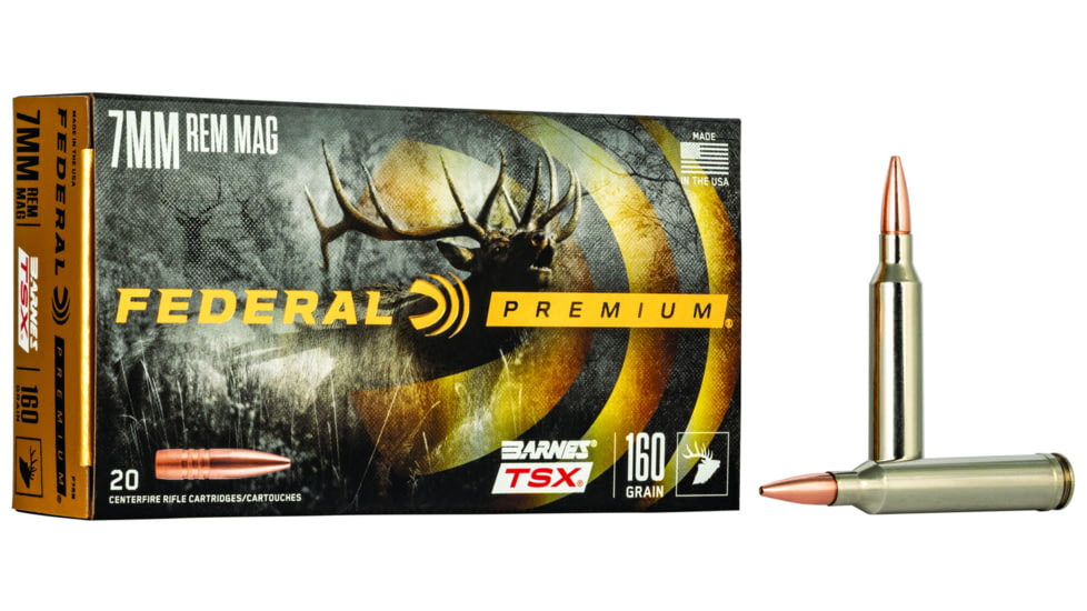 Federal Premium BARNES TSX 7mm Magnum 160 Grain Barnes Triple-Shock X Centerfire Rifle Ammo, 20 Rounds, P7RN