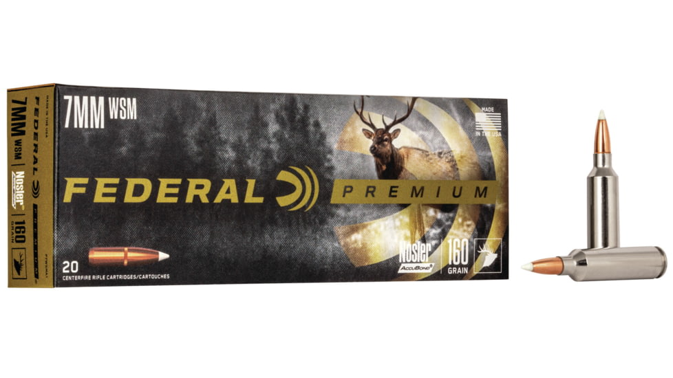 Federal Premium Rifle Ammo, 7mm Winchester Short Magnum, Nosler AccuBond, 160 grain, 20 Rounds, P7WSMA1