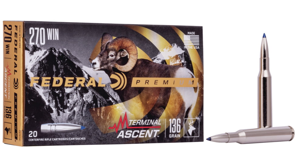 Federal Premium Terminal Ascent Rifle Ammo, .270 Winchester, Terminal Ascent, 136 grain, 20 Rounds, P270TA1