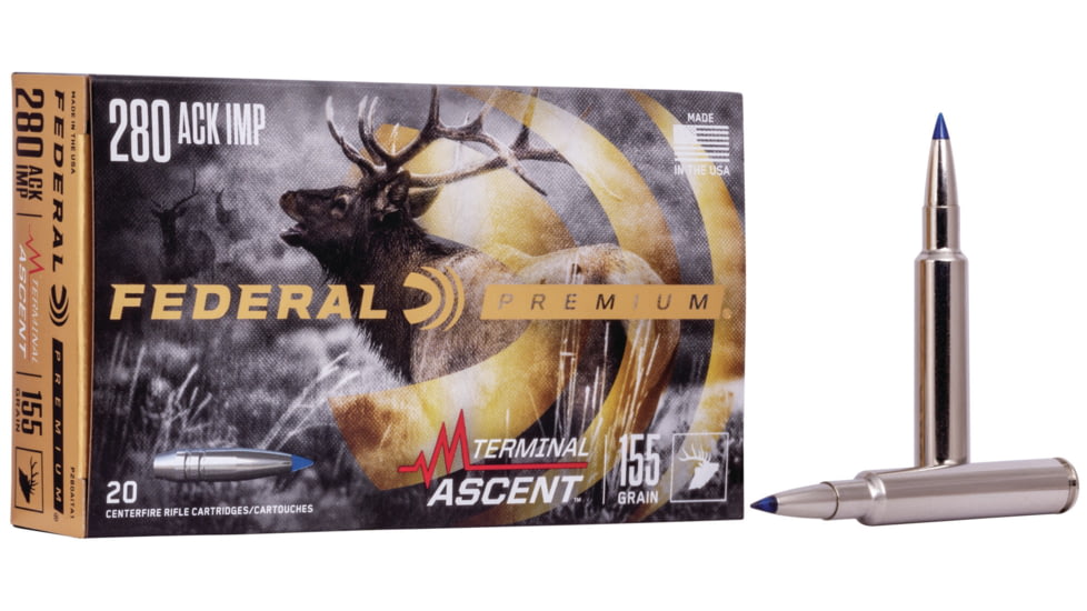 Federal Premium Terminal Ascent Rifle Ammo, .280 Remington Improved, Terminal Ascent, 155 grain, 20 Rounds, P280AITA1