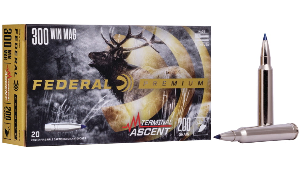 Federal Premium TERMinAL ASCENT .300 Winchester Magnum 200 Grain Terminal Ascent Centerfire Rifle Ammo, 20 Rounds, P300WTA1