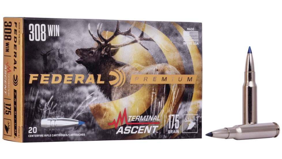 Federal Premium Terminal Ascent Rifle Ammo, .308 Winchester, Terminal Ascent, 175 grain, 20 Rounds, P308TA1