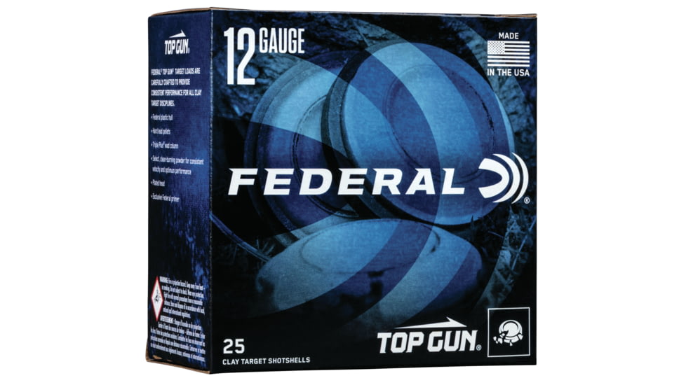 Federal Premium Top 12 Gauge 1.125 oz Top Gun Centerfire Shotgun Ammo, 7.5 Shot, 25 Rounds, TG12 7.5, TG12 7.5