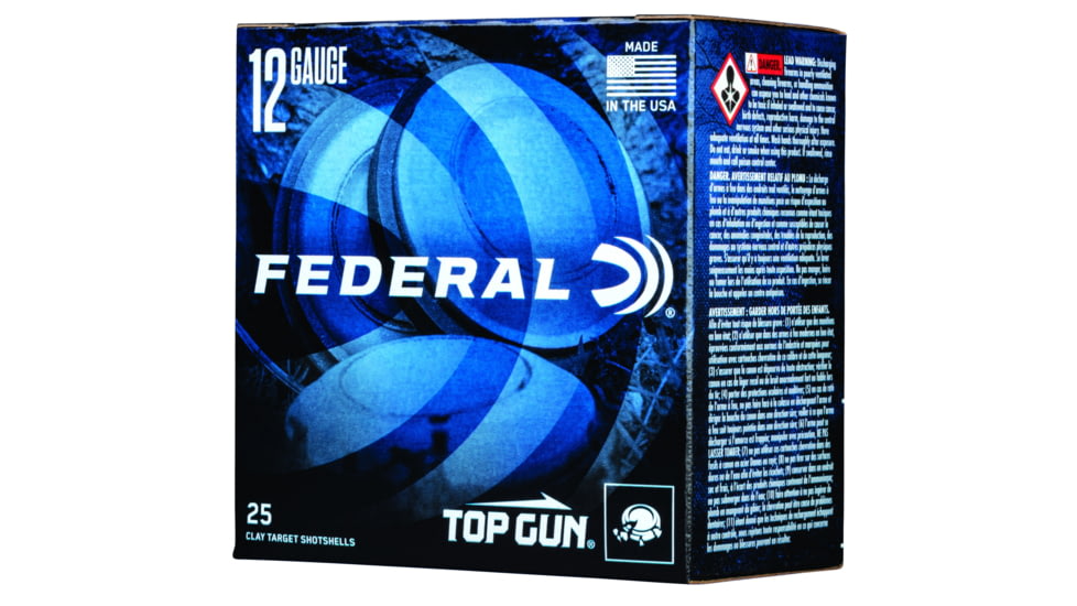 Federal Premium Top 12 Gauge 1.125 oz Top Gun Centerfire Shotgun Ammo, 7.5 Shot, 25 Rounds, TGL12 7.5, TGL12 7.5
