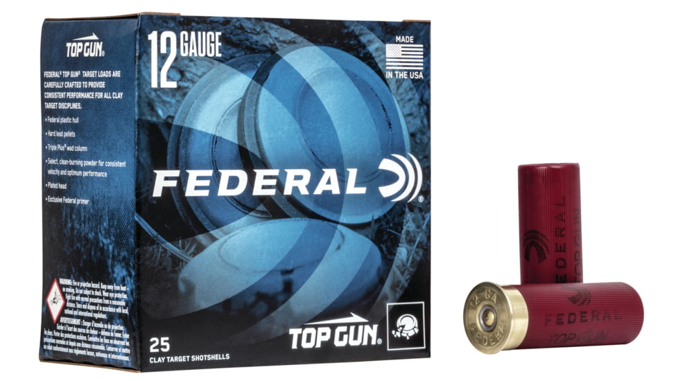 Federal Premium Top Gun, 12 Gauge, 1-1/8oz, 2 3/4in Centerfire Shotgun Ammo, 7.5, 25 Rounds, TGL12 7.5