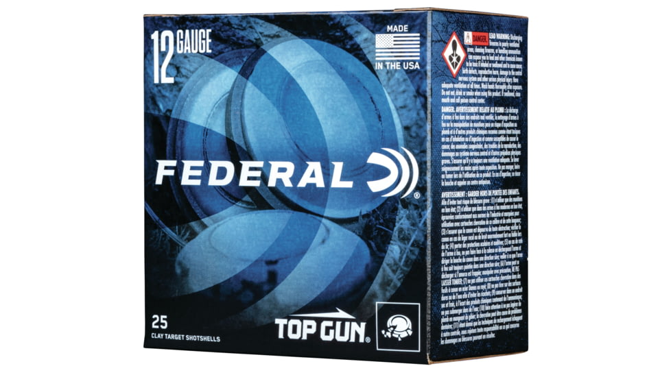 Federal Premium Top 12 Gauge 1.125 oz Top Gun Centerfire Shotgun Ammo, 8 Shot, 25 Rounds, TG12 8, TG12 8