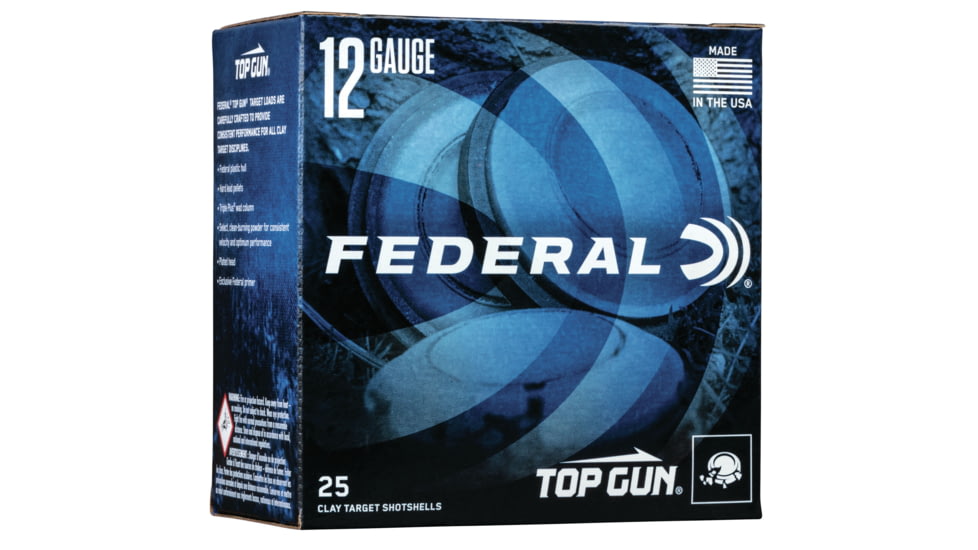 Federal Premium Top 12 Gauge 1.125 oz Top Gun Centerfire Shotgun Ammo, 8 Shot, 25 Rounds, TG12 8, TG12 8