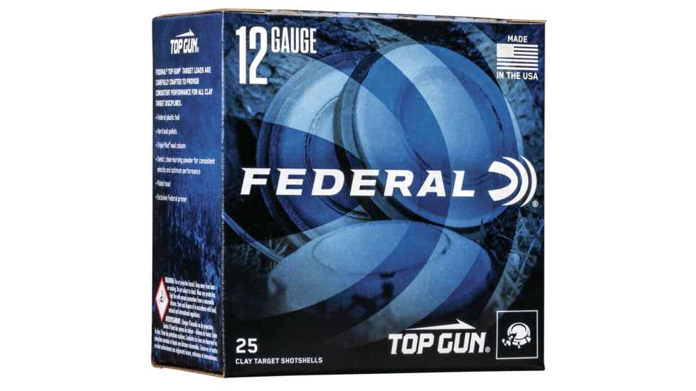 Federal Premium Top 12 Gauge 1.125 oz Top Gun Centerfire Shotgun Ammo, 9 Shot, 25 Rounds, TGL12 9, TGL12 9