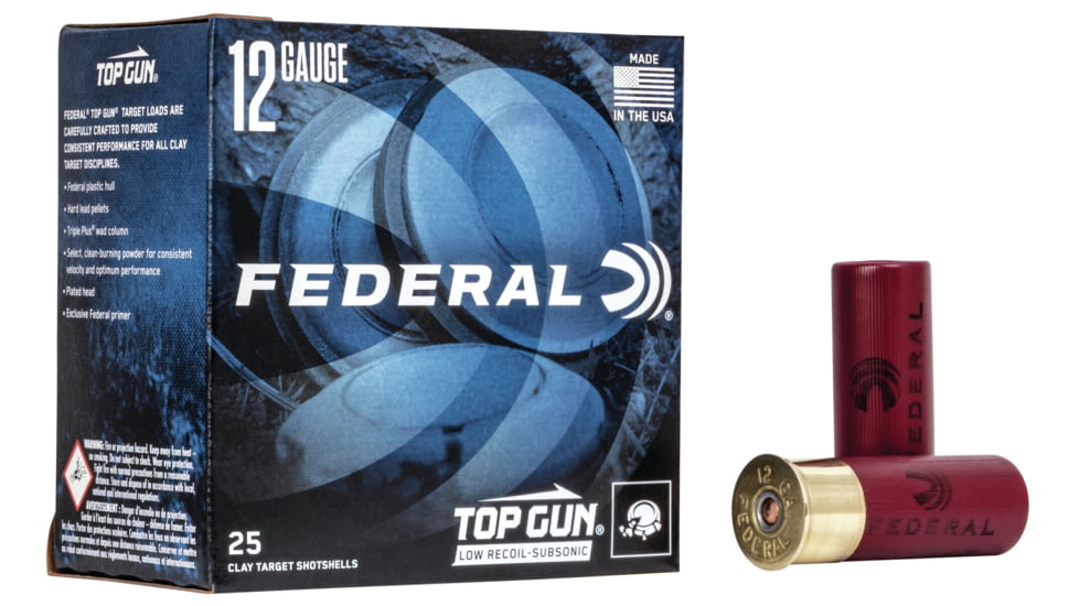 Federal Premium Top Gun 12 Gauge 1 1/8oz Top Gun - Subsonic Centerfire Shotgun Ammo, 7.5 Shot, 25 Rounds, TGM123 7.5