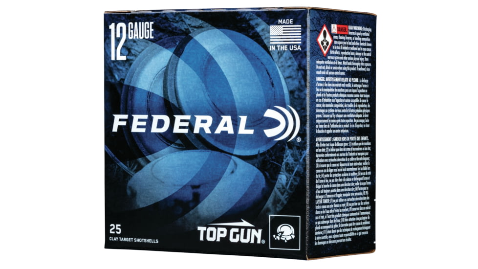 Federal Premium Top Gun 12 Gauge 1oz Top Gun Centerfire Shotgun Ammo, 1180FPS, 7.5 Shot, 25 Rounds, TG121 7.5