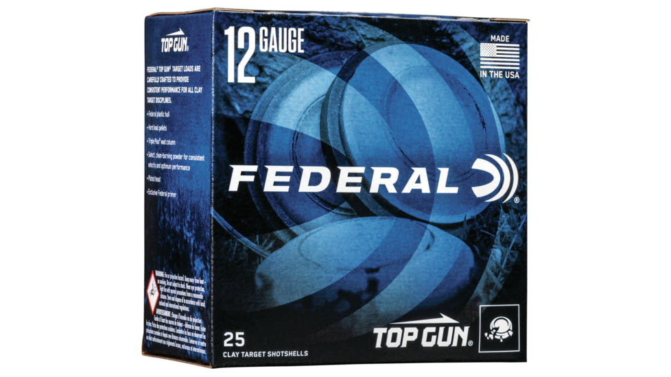 Federal Premium Top 12 Gauge 1 oz Top Gun Centerfire Shotgun Ammo, 8 Shot, 25 Rounds, TG121 8, TG121 8