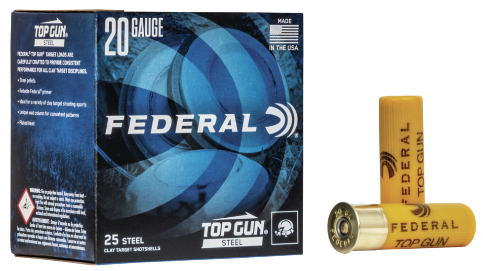Federal Premium Top Gun 20 Gauge 7/8oz Top Gun - Steel Centerfire Shotgun Ammo, 7 Shot, 25 Rounds, TG251 7