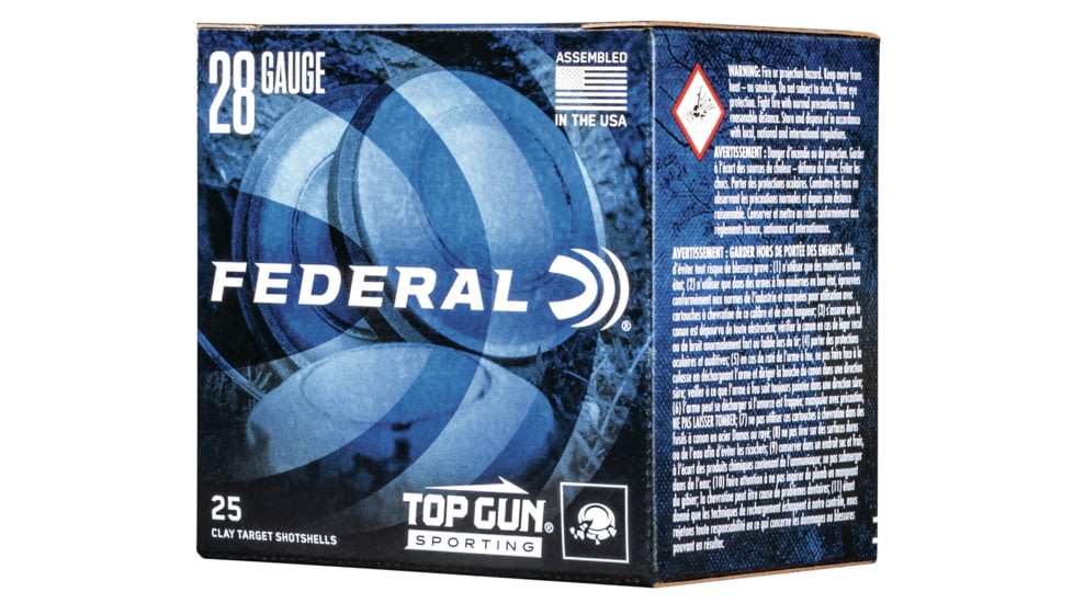 Federal Premium Top Gun 28 Gauge 3/4 oz Top Gun Sporting Centerfire Shotgun Ammo, 7.5 Shot, 25 Rounds, TGS2821 7.5, TGS2821 7.5