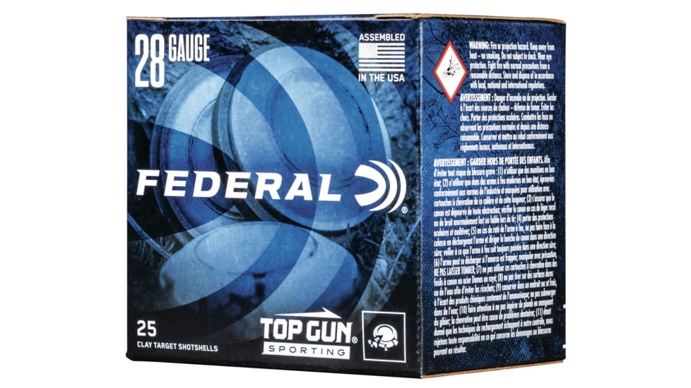 Federal Premium Top Gun 28 Gauge 3/4 oz Top Gun Sporting Centerfire Shotgun Ammo, 9 Shot, 25 Rounds, TGS2821 9, TGS2821 9
