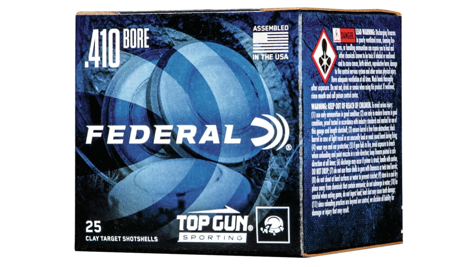 Federal Premium Top Gun 410 Bore 1/2oz 2-1/2in Sporting Centerfire Shotgun Ammo, 7.5 Shot, 25 Rounds, TGS41214 7.5