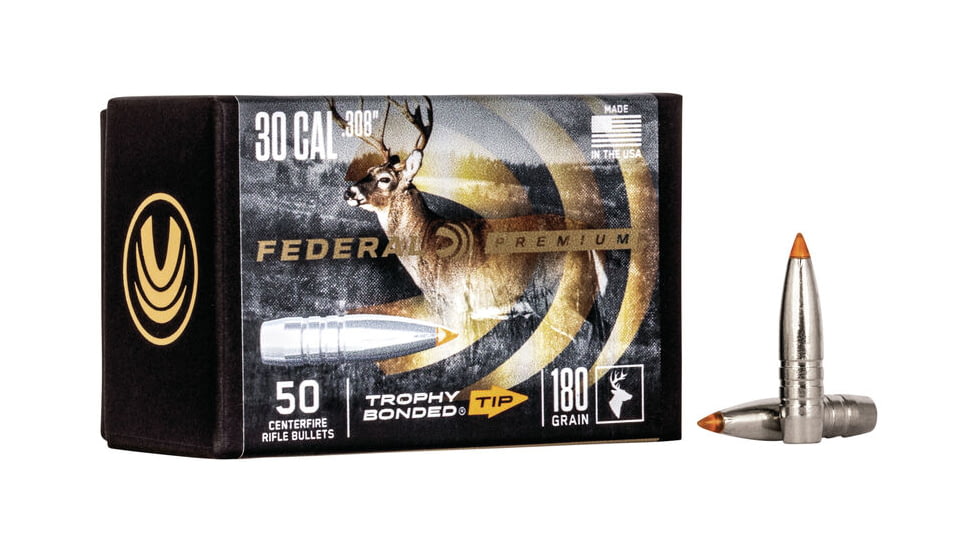 Federal Premium Trophy Bonded Tip Component Bullet, .308 180Gr, PB308TT180