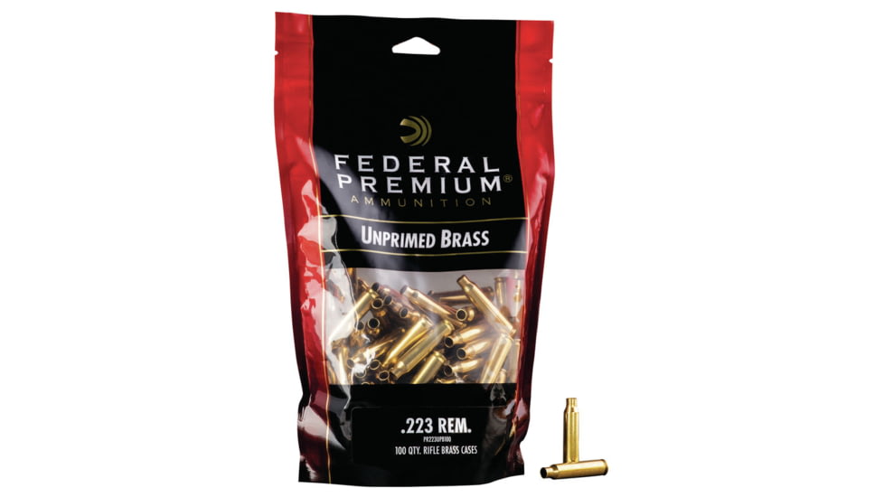 Federal Premium Unprimed Empty Brass-Rifle, 223 Rem, PR223UPB100