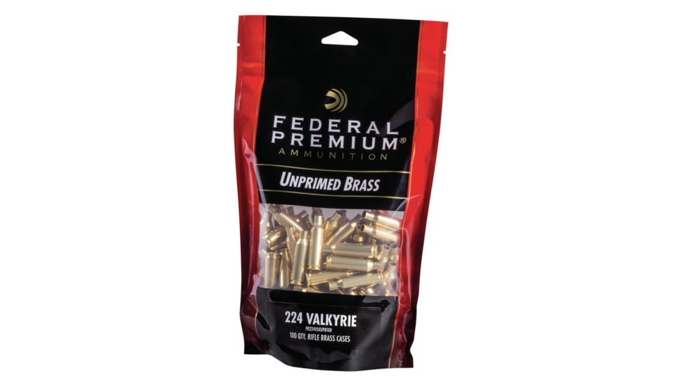 Federal Premium Unprimed Empty Brass-Rifle, 224 Valkyrie, PR224VLKUPB100