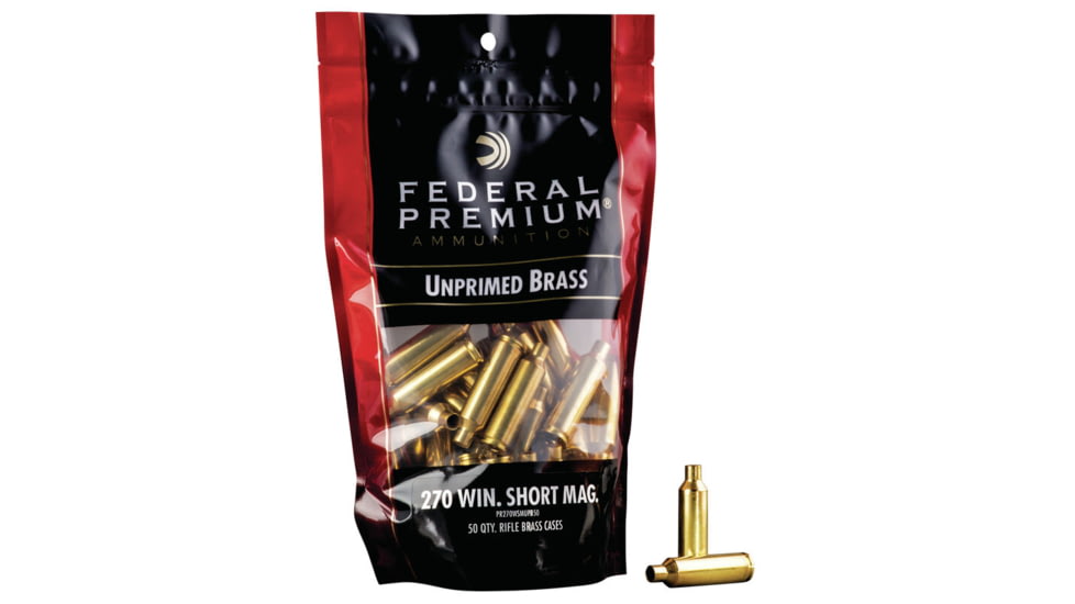 Federal Premium Unprimed Empty Brass-Rifle, 270 Win Short Magnum, PR270WSMUPB50