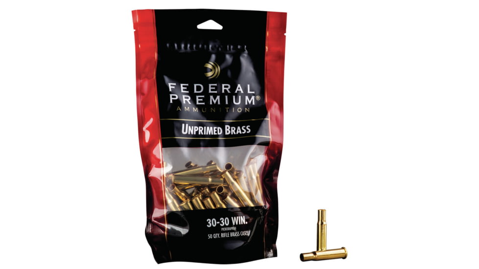 Federal Premium Unprimed Empty Brass-Rifle, 30-30 Win, PR3030UPB50