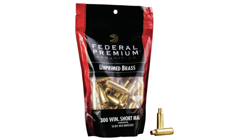 Federal Premium Unprimed Empty Brass-Rifle, 300 Win Short Magnum, PR300WSMUPB50