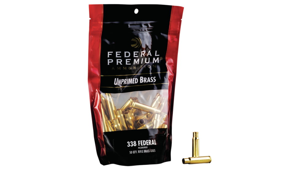 Federal Premium Unprimed Empty Brass-Rifle, 338 Federal, PR338FUPB50
