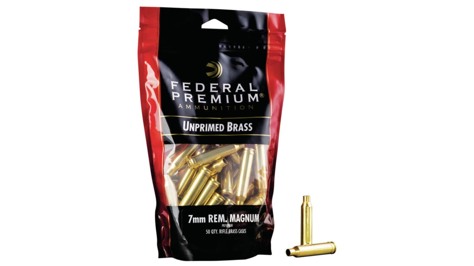 Federal Premium Unprimed Empty Brass-Rifle, 7mm Rem Magnum, PR7UPB50