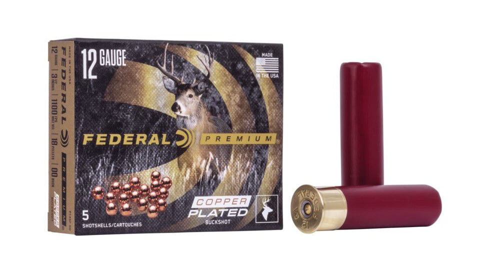 Federal Premium Vital Shok 12 Gauge 18 Pellets 3 1/2in Buckshot Shotgun Ammo, 00 Buck Shot, 5 Rounds, P135F 00