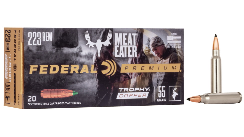 Federal Premium TROPHY COPPER .223 55 Grain Trophy Copper Centerfire Rifle Ammo, 20 Rounds, P223TC1