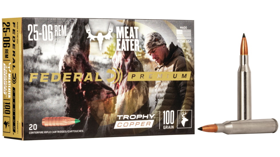 Federal Premium Vital-Shok Rifle Ammo, .25-06 Remington, Trophy Copper, 100 grain, 20 Rounds, P2506TC1