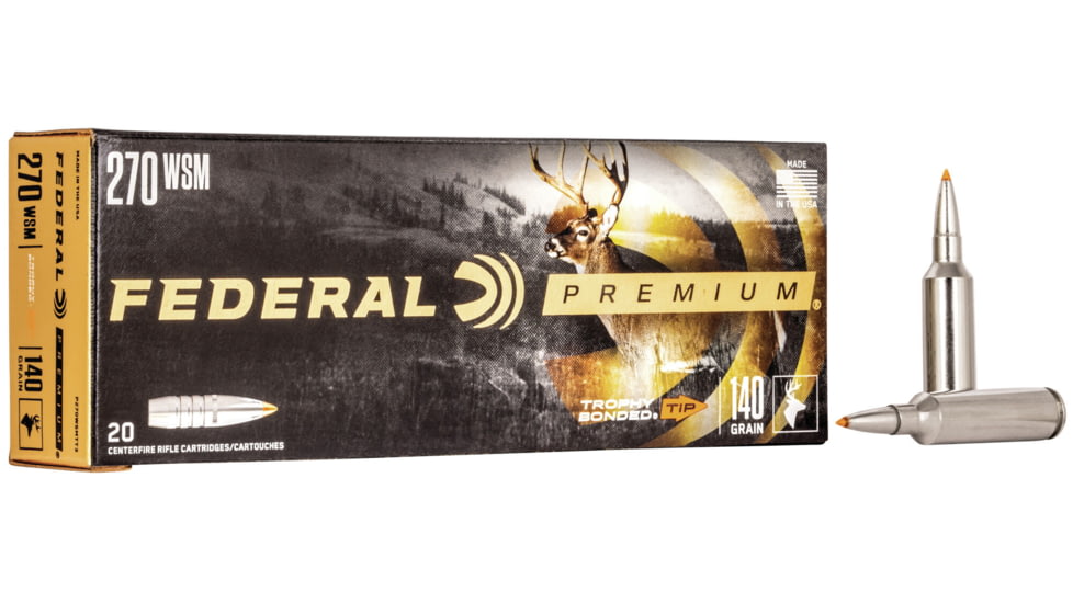 Federal Premium Vital-Shok Rifle Ammo, .270 Winchester Short Magnum, Trophy Bonded Tip, 140 grain, 20 Rounds, P270WSMTT3