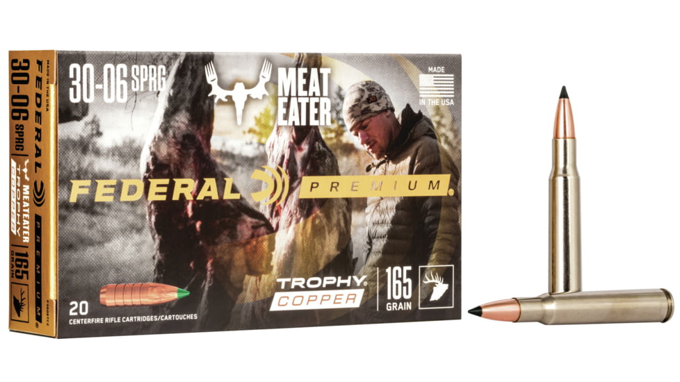 Federal Premium VITAL-SHOK .30-06 Springfield 165 Grain Trophy Copper Centerfire Rifle Ammo, 20 Rounds, P3006TC2