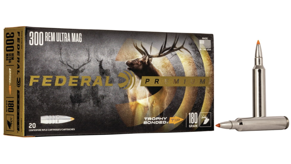 Federal Premium VITAL-SHOK .300 RUM 180 grain Trophy Bonded Tip Centerfire Rifle Ammo, 20 Rounds, P300RUMTT1