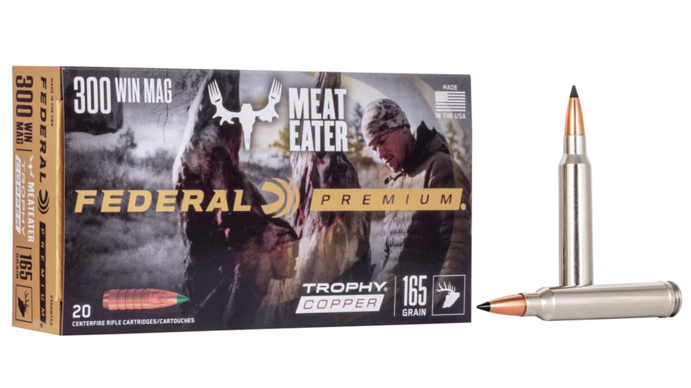 Federal Premium VITAL-SHOK .300 Winchester Magnum 165 Grain Trophy Copper Centerfire Rifle Ammo, 20 Rounds, P300WTC2