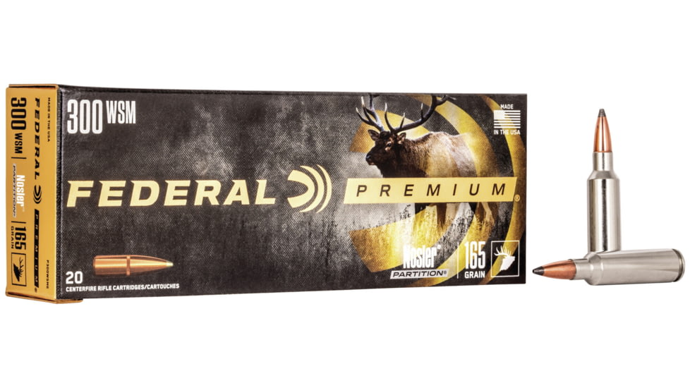 Federal Premium Vital-Shok Rifle Ammo, .300 Winchester Short Magnum, Nosler Partition, 165 grain, 20 Rounds, P300WSME