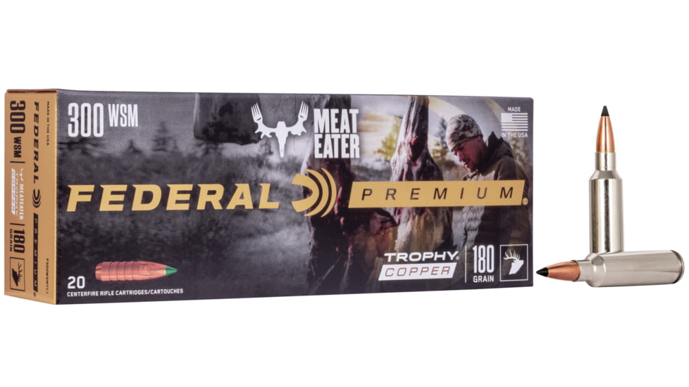 Federal Premium VITAL-SHOK .300 Winchester Short Magnum 180 Grain Trophy Copper Centerfire Rifle Ammo, 20 Rounds, P300WSMTC1