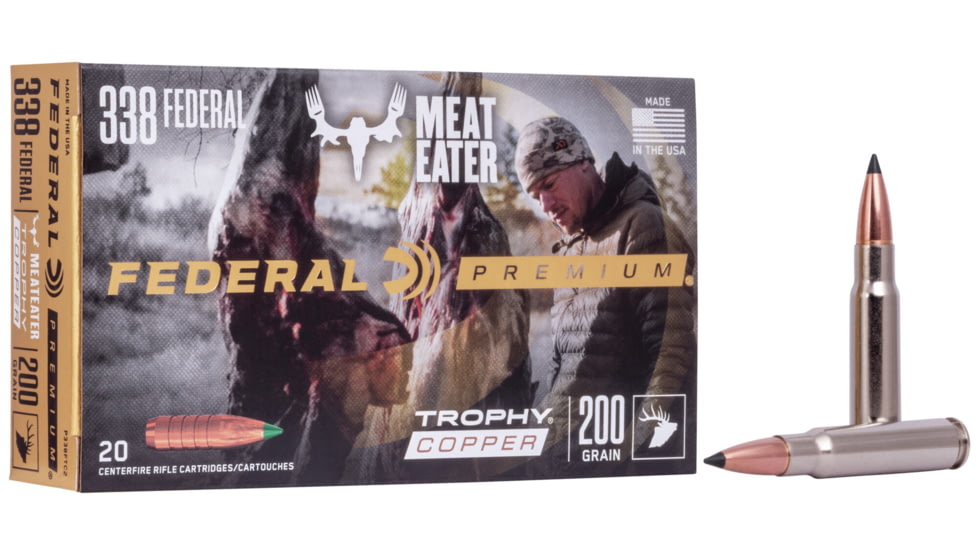Federal Premium Vital-Shok Rifle Ammo, .338 Federal, Trophy Copper, 200 grain, 20 Rounds, P338FTC2