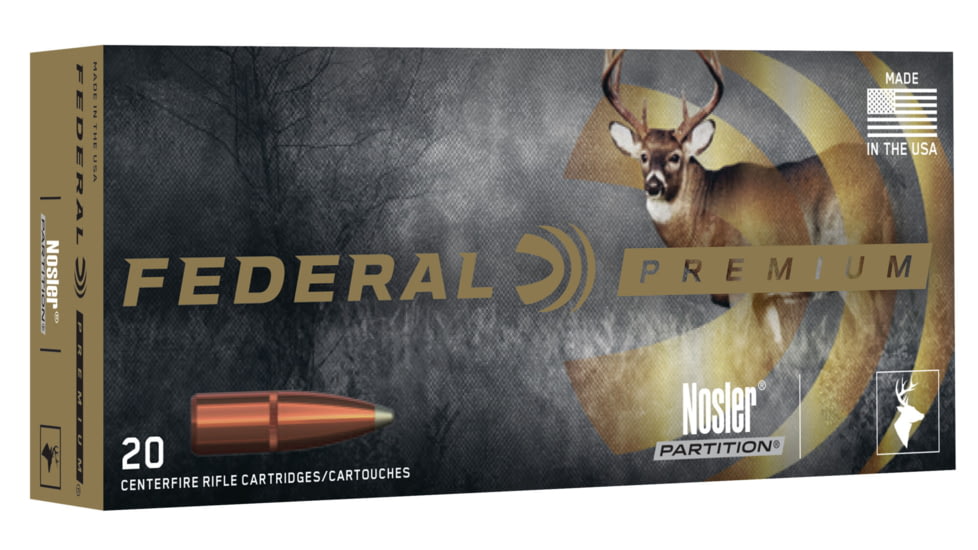Federal Premium Vital-Shok Rifle Ammo, 6mm Remington, Nosler Partition, 100 grain, 20 Rounds, P6C