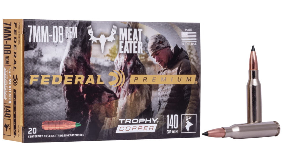 Federal Premium Vital-Shok Rifle Ammo, 7mm-08 Remington, Trophy Copper, 140 grain, 20 Rounds, P708TC2