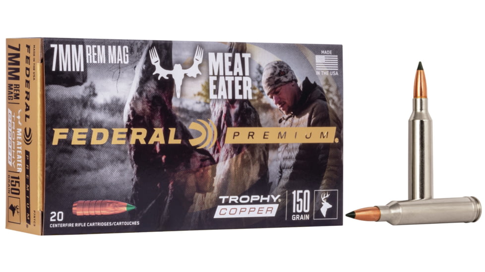 Federal Premium VITAL-SHOK 7mm Magnum 150 Grain Trophy Copper Centerfire Rifle Ammo, 20 Rounds, P7RTC3