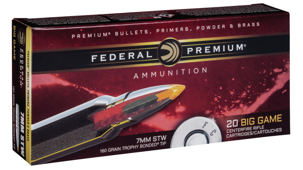 Federal Premium Vital-Shok Rifle Ammo, 7mm Shooting Times Westerner, Trophy Bonded Tip, 160 grain, 20 Rounds, P7STWTT1