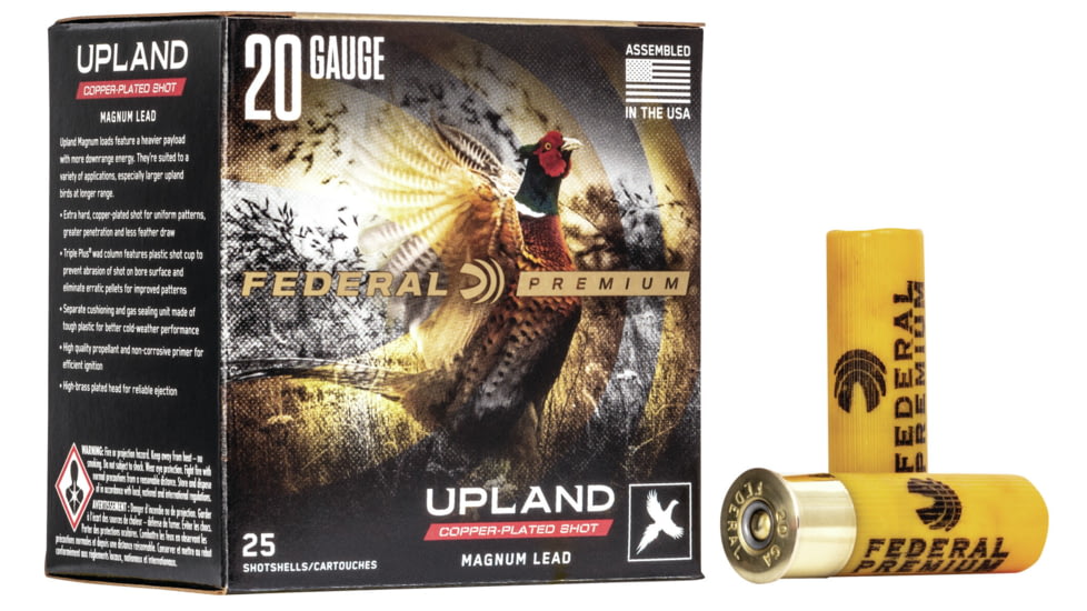Federal Premium Wing Shok 20 Gauge 1.125 oz Upland Magnum Centerfire Shotgun Ammo, 6 Shot, 25 Rounds, P256 6, P256 6