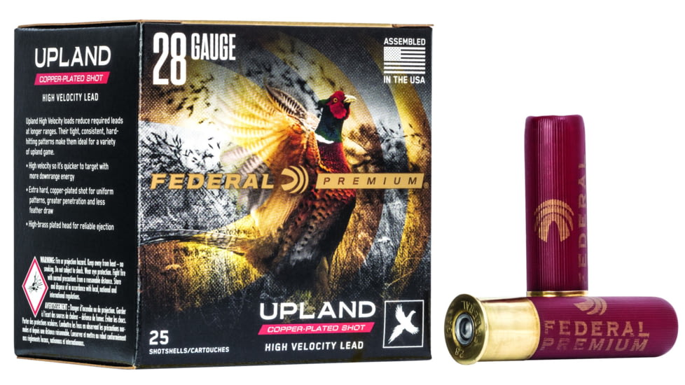 Federal Premium Wing Shok 28 Gauge 3/4oz Upland High Velocity Centerfire Shotgun Ammo, 8 Shot, 25 Rounds, P283 8