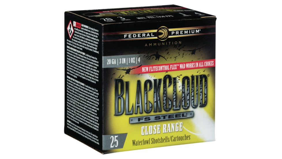 Federal PWBXD2094 Black Cloud FS Steel Close Range 20 Gauge 3 1 Oz 4 Shot 25 Bx