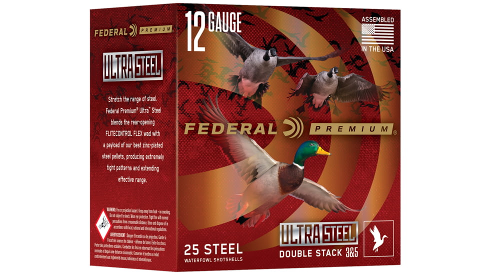 Federal Premium Ultra Steel Waterfowl 12 Gauge 3 in 1 1/4oz BB &amp; 2 Shot Shotgun Ammo, 25 Rounds, PWUX142 2
