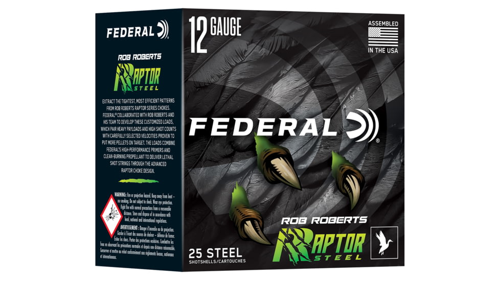 Federal Rob Roberts Raptor Steel 12 Gauge 1 3/8oz 3in Shotgun Ammo, #4, 25 Rounds, RRS1384