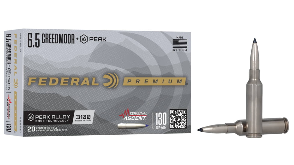 Federal Terminal Ascent 6.5 Creedmoor 130 grain Federal Premium Peak Alloy Cased Rifle Ammunition
