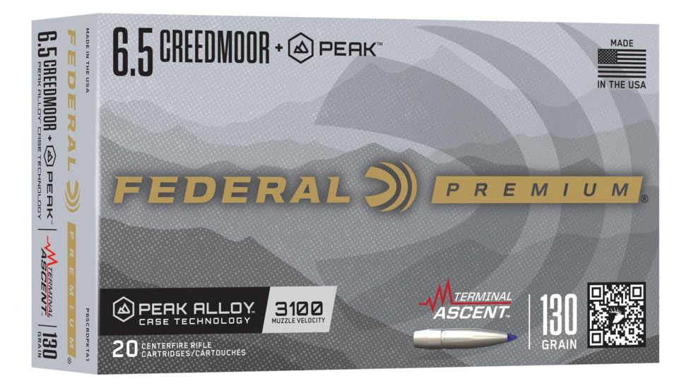 Federal Terminal Ascent 6.5 Creedmoor 130 grain Federal Premium Peak Alloy Cased Rifle Ammunition